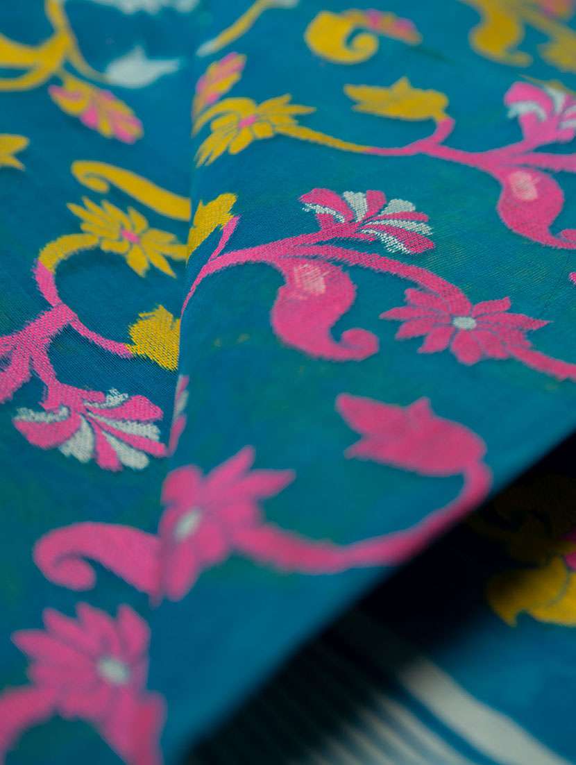 women's floral light blue colored saree - 17346869 - Standard Image - 4