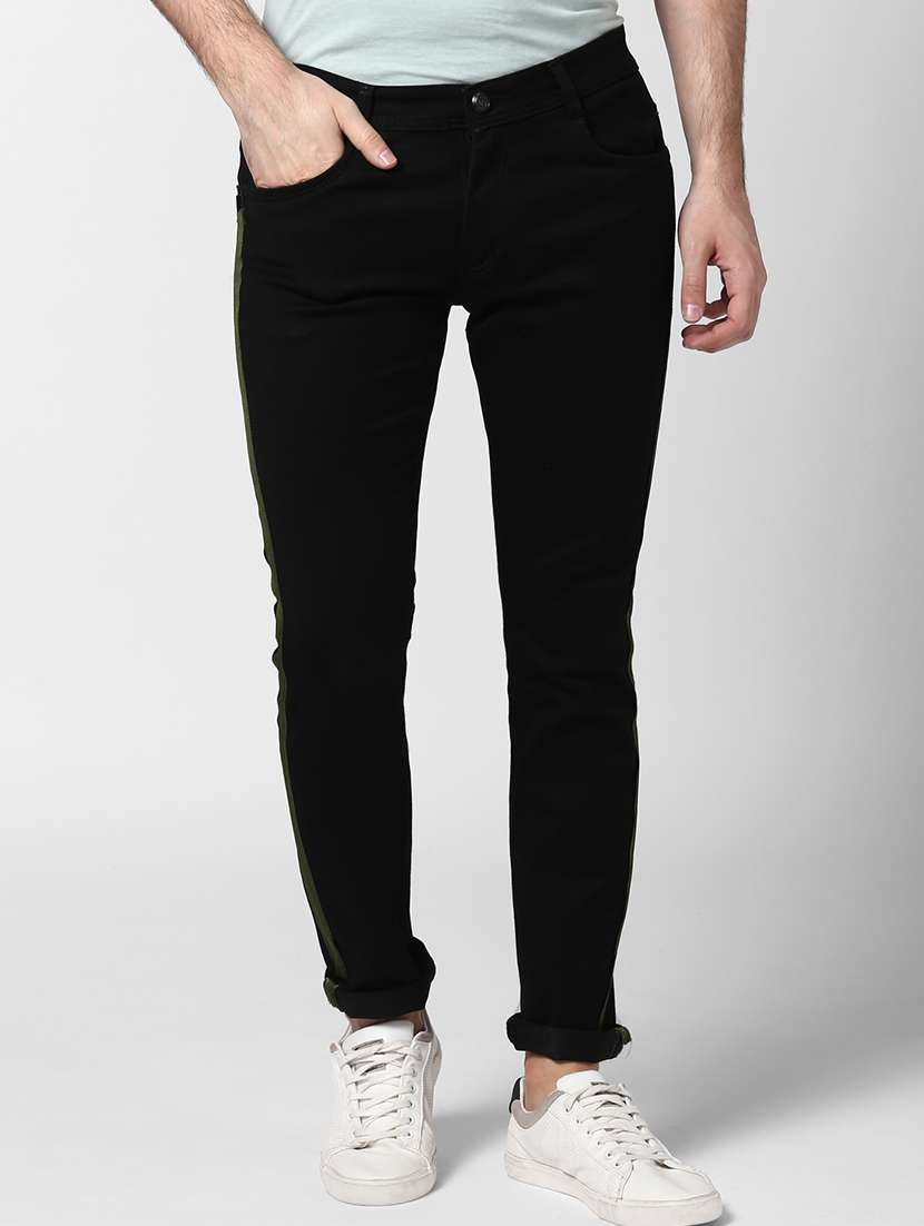 black side taped denim jeans - 17347489 - Standard Image - 1
