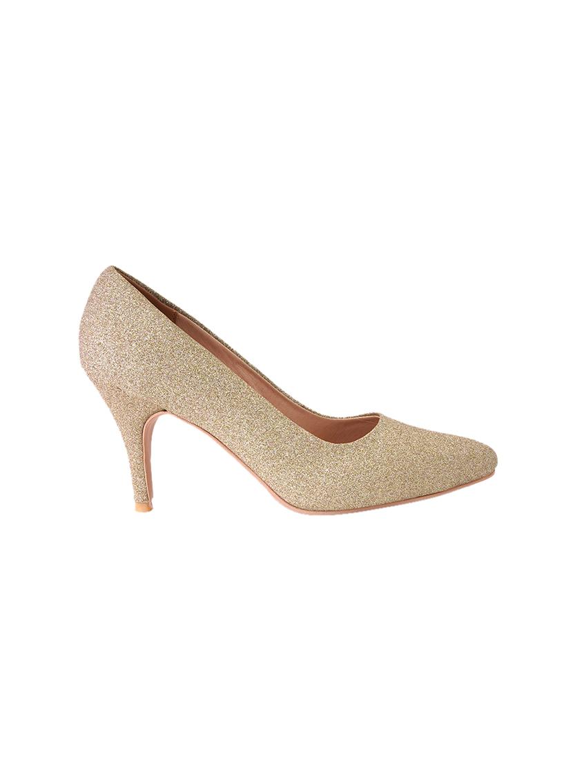 gold pu slip on pumps - 17347658 -  Standard Image - 1