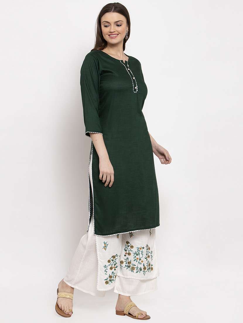 solid kurta palazzo set - 17347817 -  Standard Image - 1