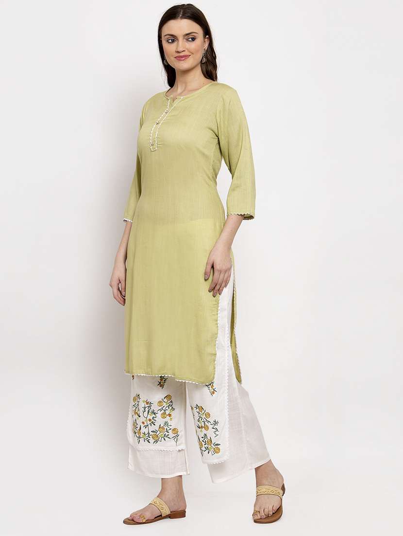 solid kurta palazzo set - 17347821 -  Standard Image - 1