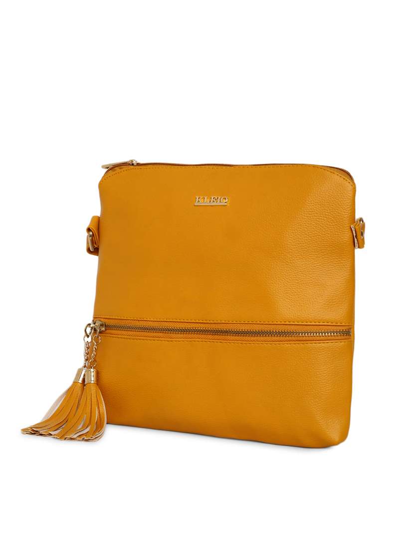 yellow leatherette (pu) sling bag - 17348442 - Standard Image - 4