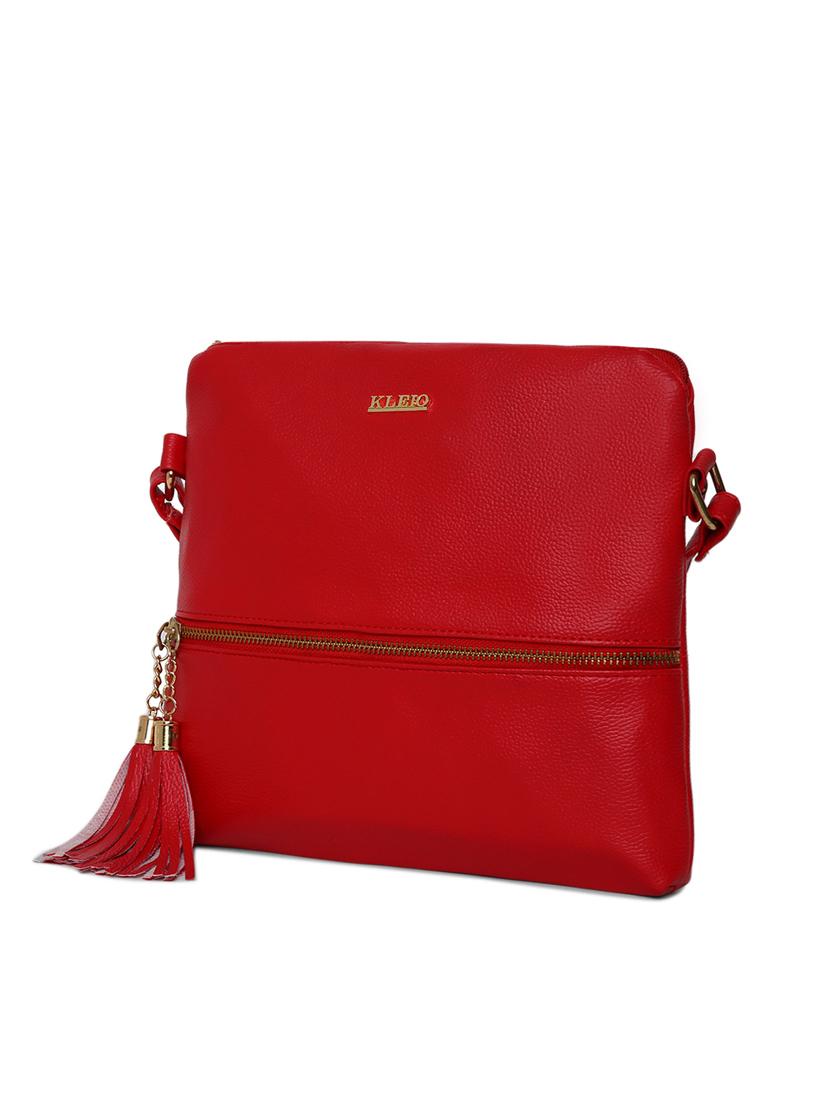 red leatherette (pu) sling bag - 17348444 - Standard Image - 4