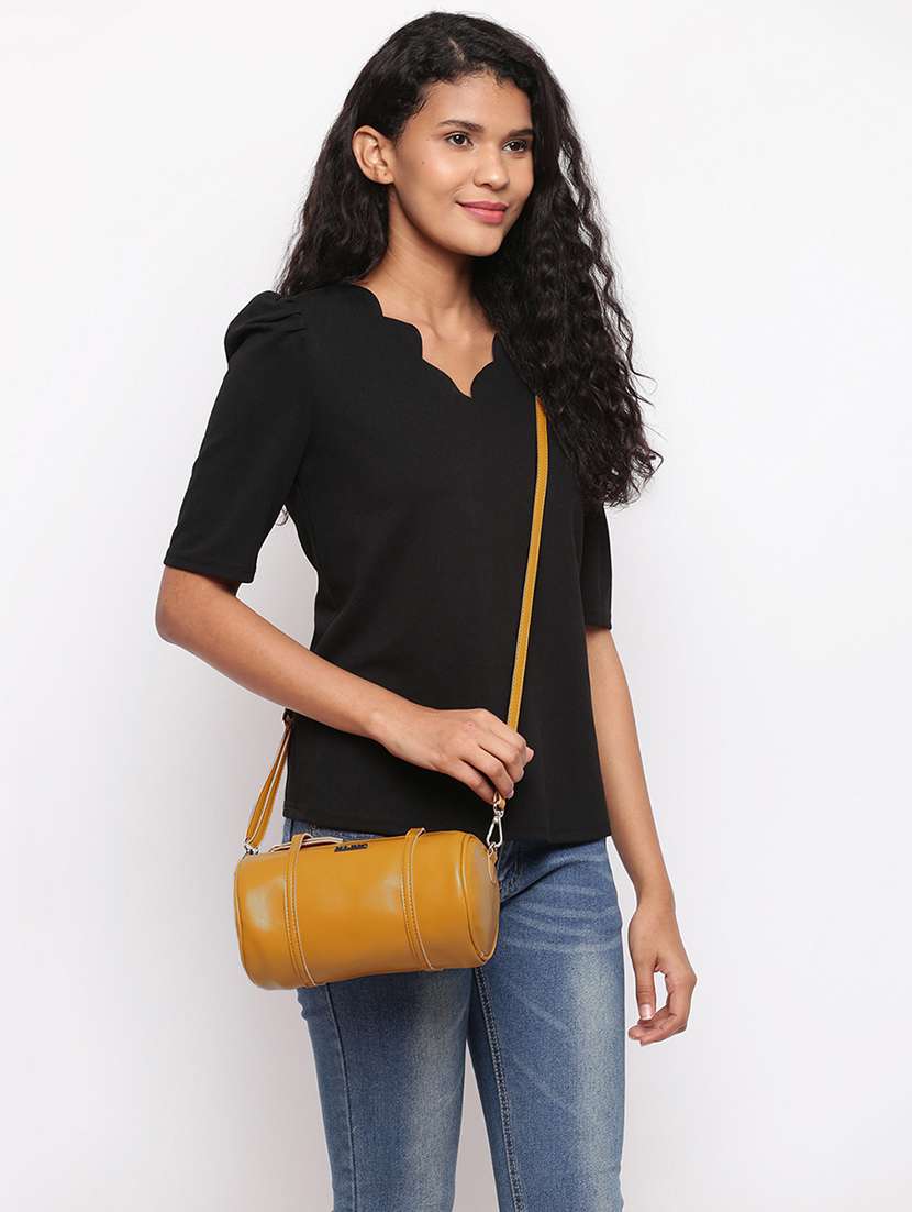 yellow leatherette (pu) handbag - 17348483 -  Standard Image - 4