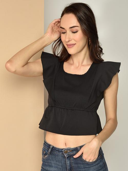 women's crop round neck top - 17349626 -  Standard Image - 0