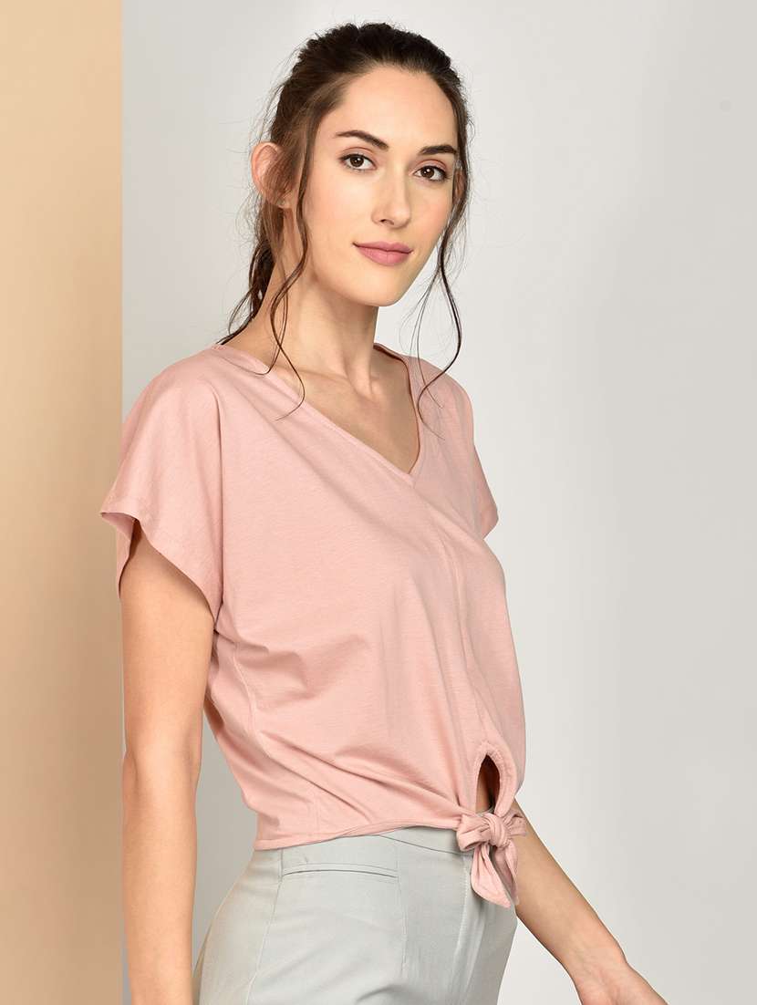 women's crop v neck top - 17349645 -  Standard Image - 1