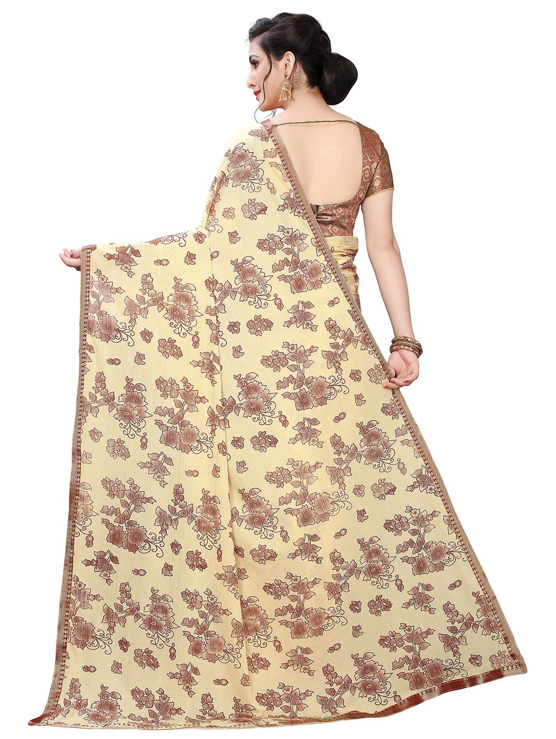 floral printed saree with blouse - 17350533 - Standard Image - 1