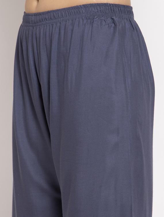 grey rayon flared palazzo - 17351398 - Standard Image - 4
