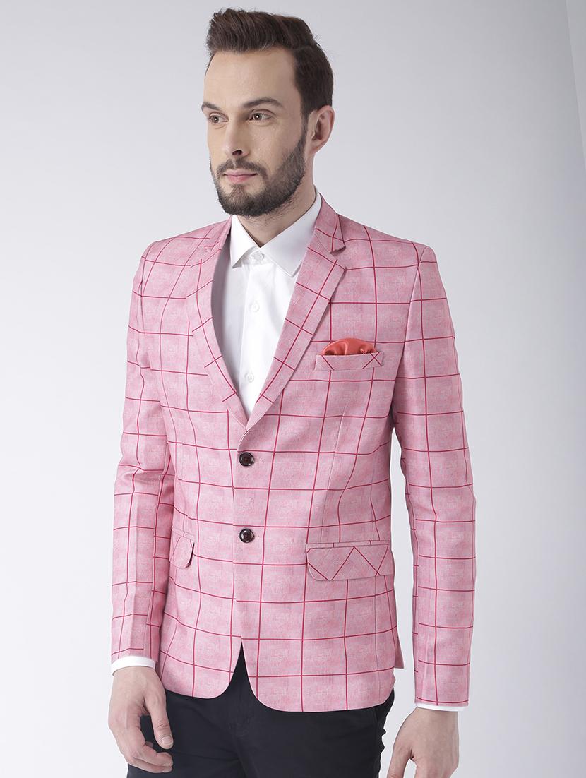 pink checkered casual blazer - 17351458 - Standard Image - 1