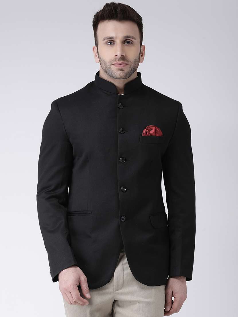 black solid bandhgala blazer