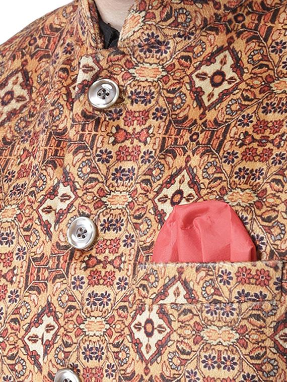 orange printed nehru jacket - 17351753 - Standard Image - 4