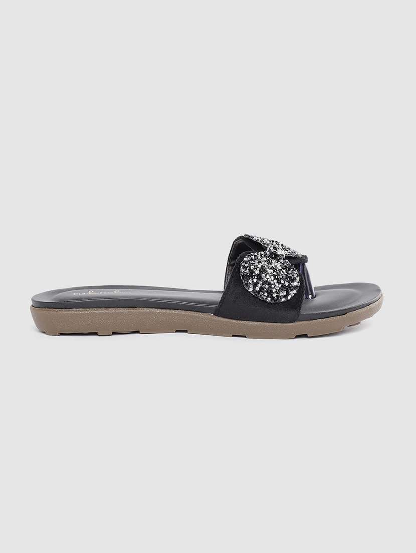 black slip on sandals - 17352121 - Standard Image - 1