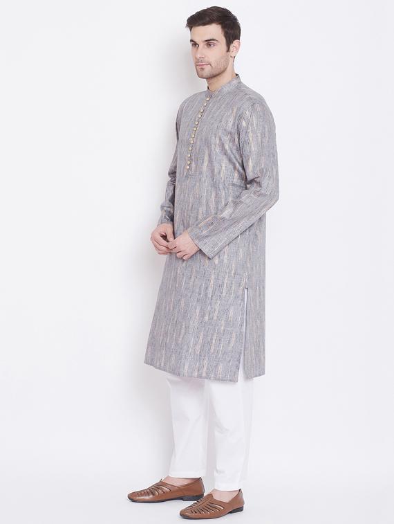 grey printed kurta pyjama set - 17352165 -  Standard Image - 1