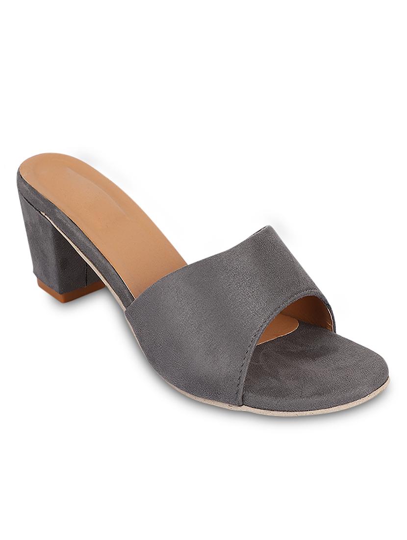 grey velvet slip on sandals - 17352973 -  Zoom Image - 0