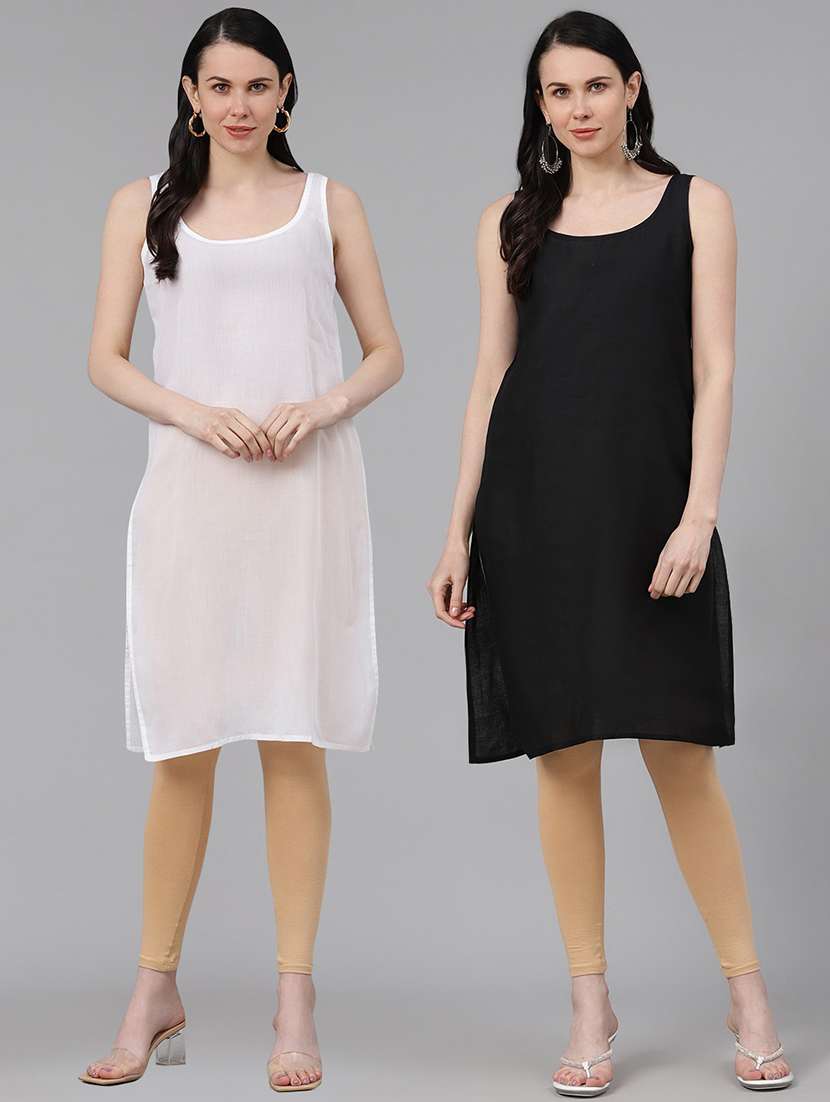 ada set of 2 white & black camisole 