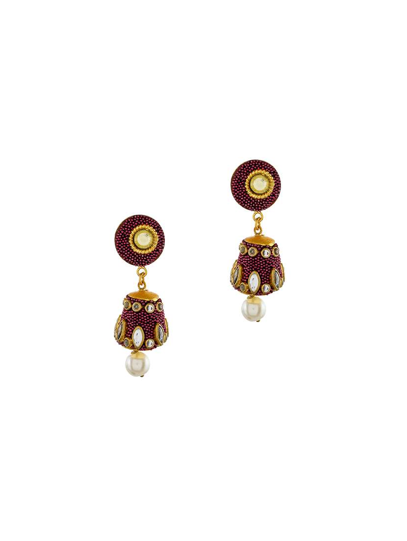 red brass jhumka earring