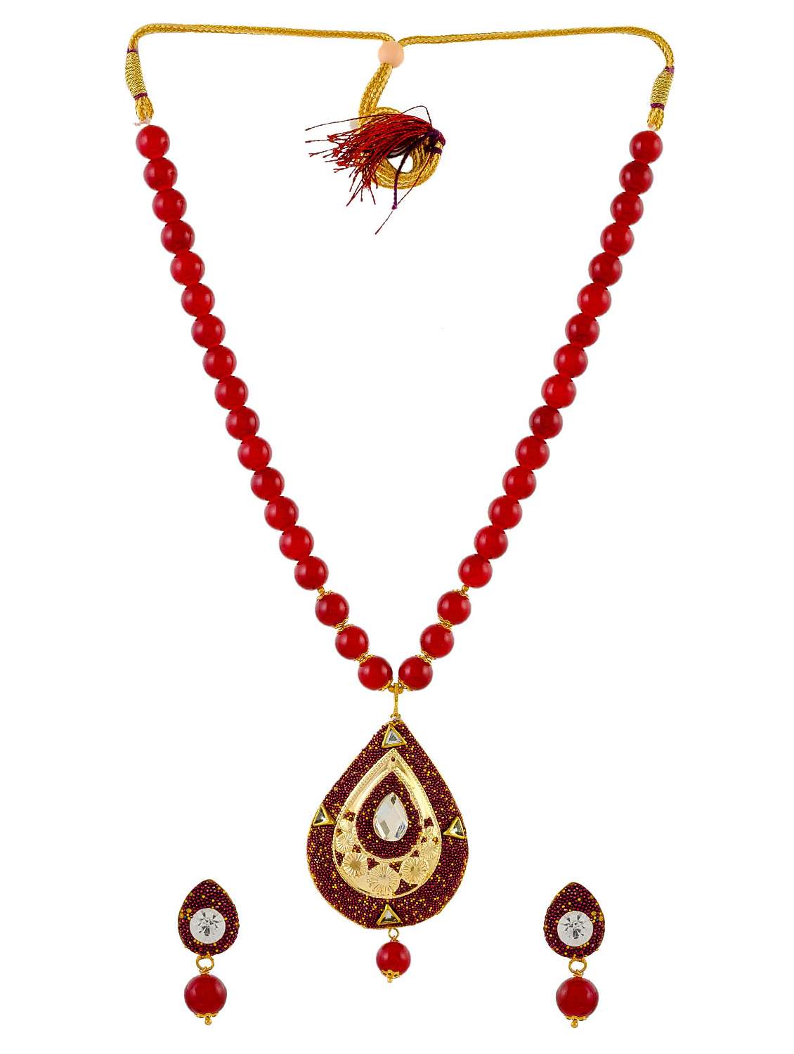 gold brass necklaces and earring - 17354641 - Standard Image - 1