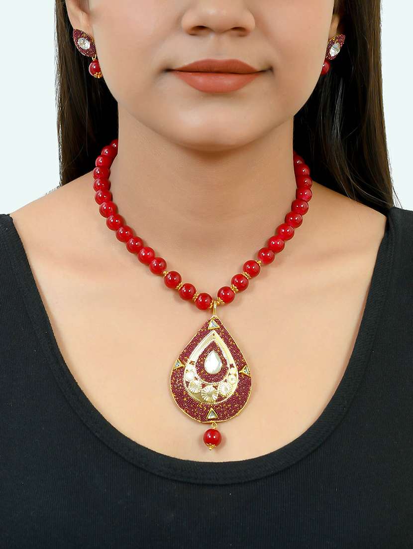 gold brass necklaces and earring - 17354641 - Standard Image - 4