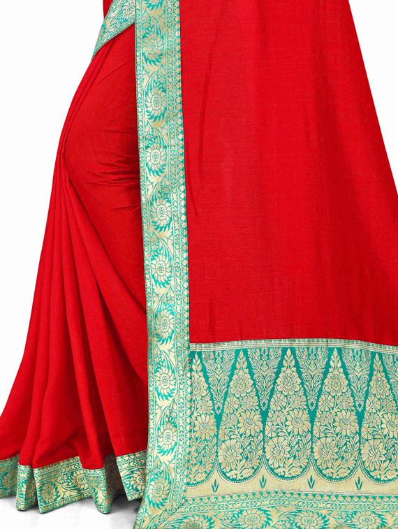 solid bordered saree with blouse - 17354690 -  Standard Image - 1