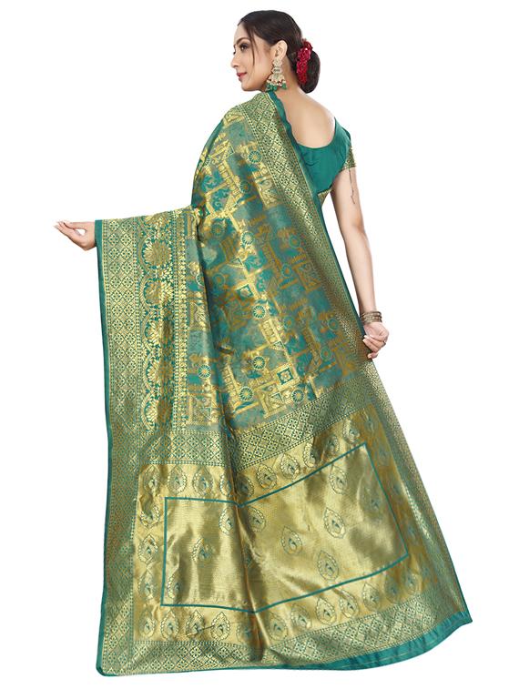 floral banarasi saree with blouse - 17354770 -  Standard Image - 1