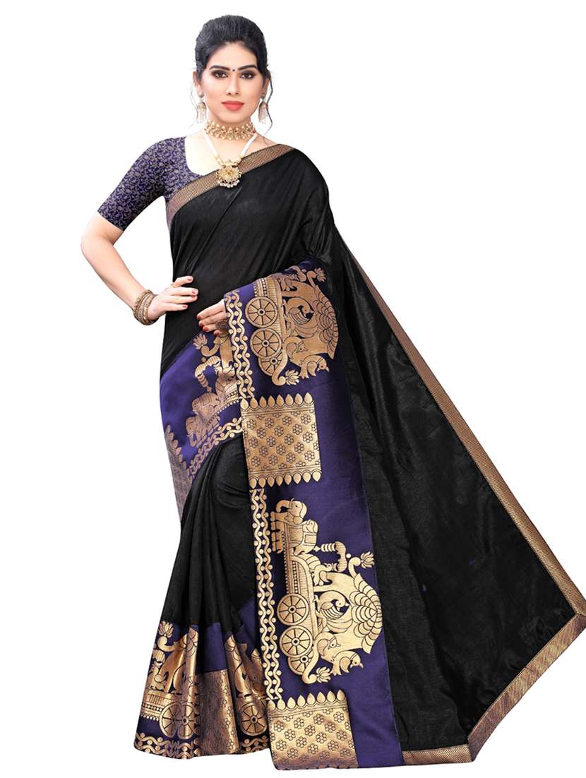 solid bordered saree with blouse