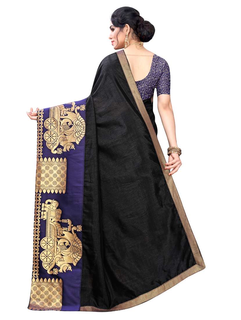 solid bordered saree with blouse - 17354776 -  Standard Image - 1