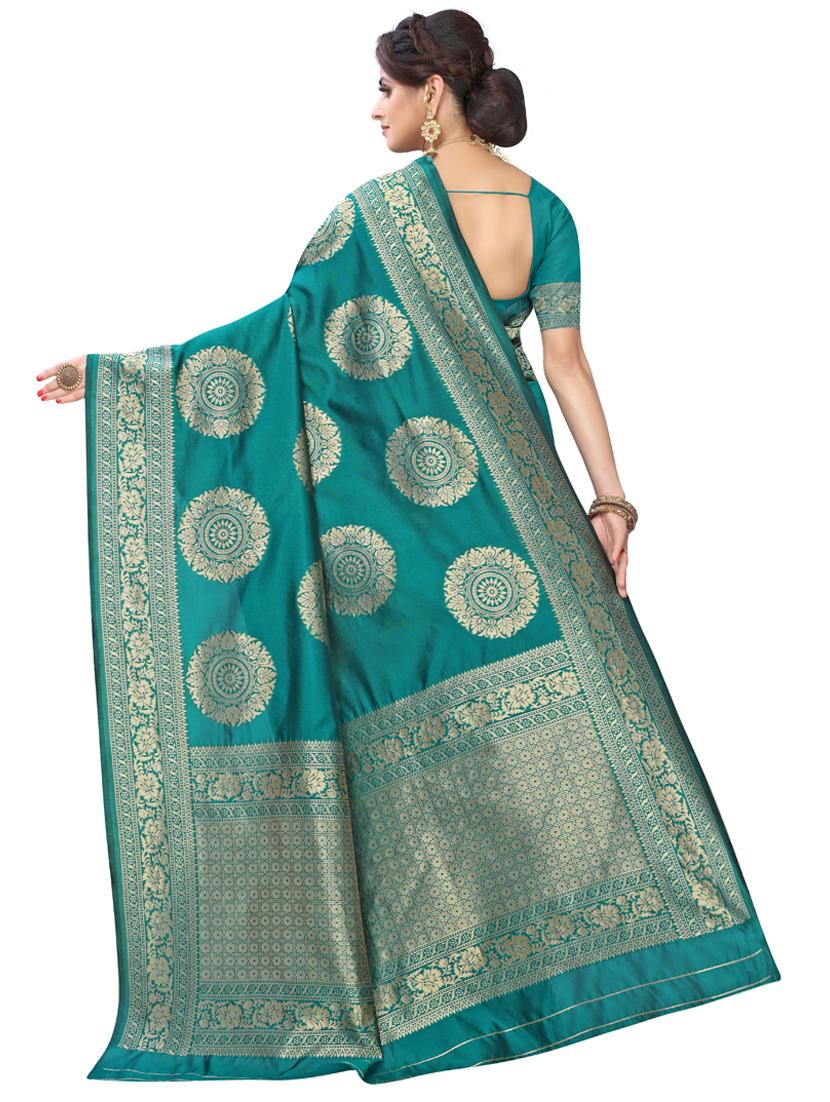 ethnic motif banarasi silk saree with blouse - 17354789 -  Standard Image - 1