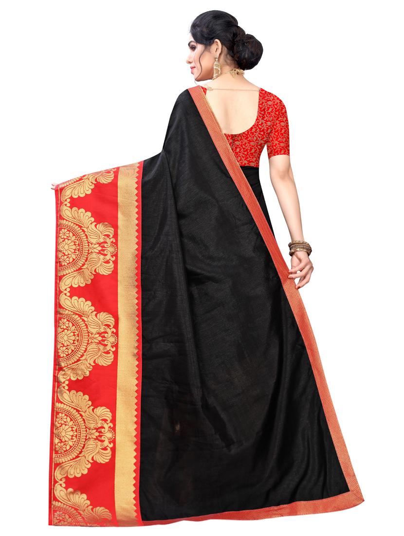 solid bordered saree with blouse - 17354793 -  Standard Image - 1