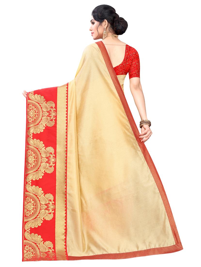 solid bordered saree with blouse - 17354794 - Standard Image - 1