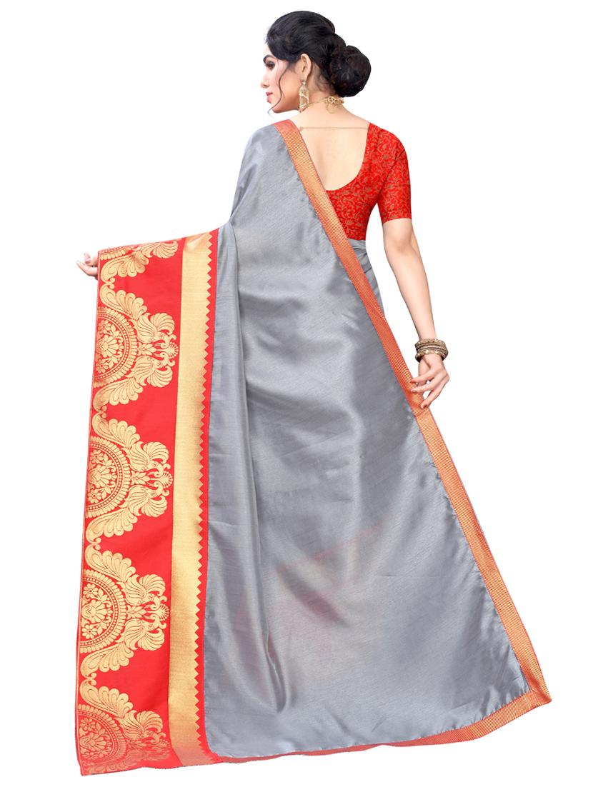 solid plain saree with blouse - 17354795 -  Standard Image - 1