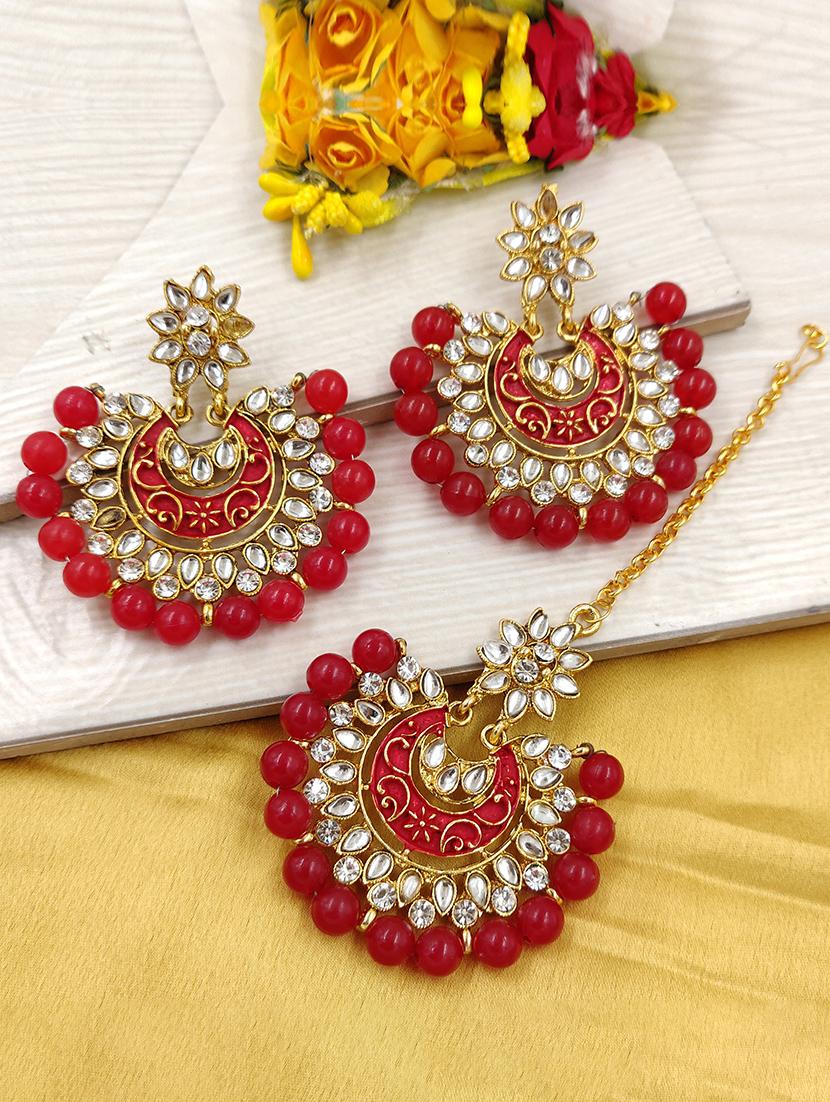red gold plated maang teeka - 17355543 -  Standard Image - 1