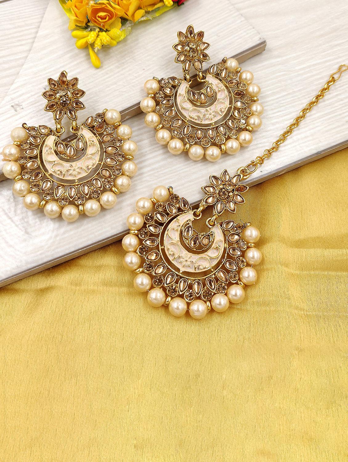 gold plated maang teeka - 17355549 -  Standard Image - 1