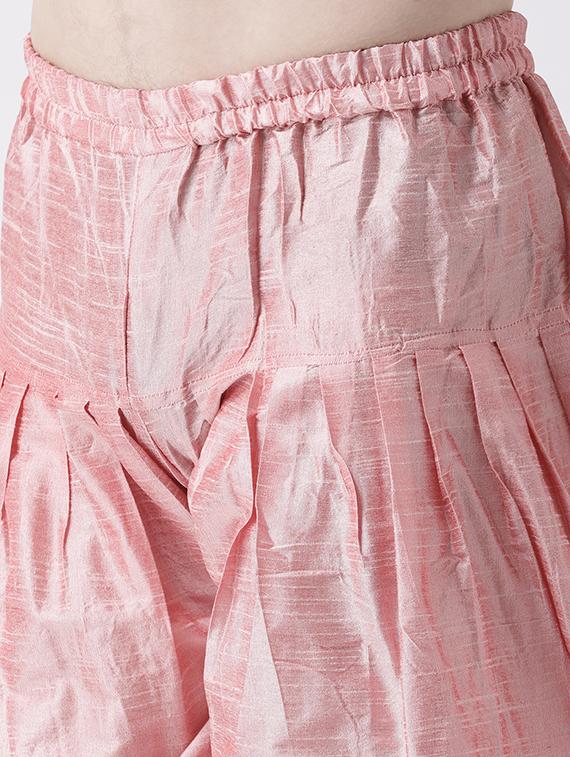 pink solid dhoti kurta set with printed bandhgala jacket - 17356749 - Standard Image - 4