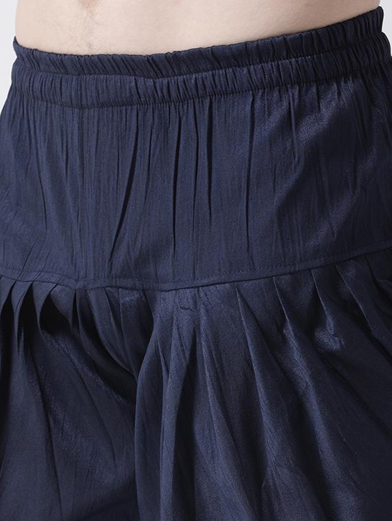 navy blue solid dhoti kurta set with printed bandhgala jacket - 17356750 - Standard Image - 4