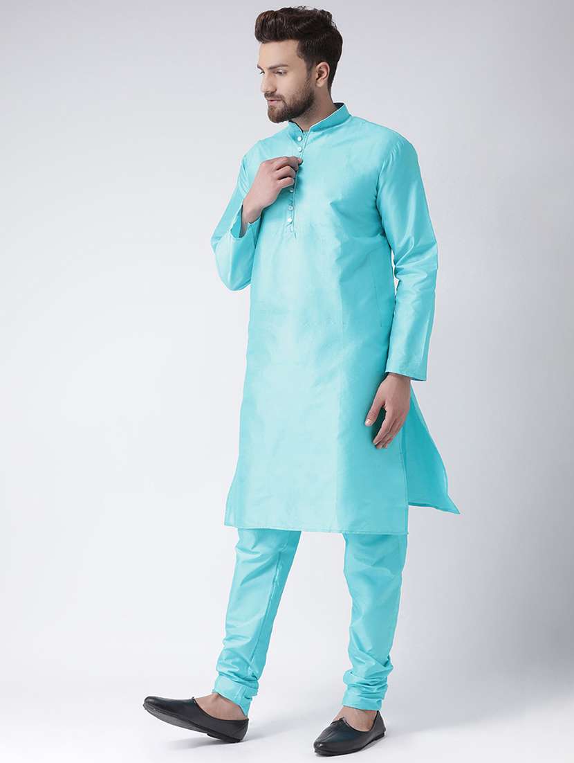 men light blue solid churidar set - 17356862 - Standard Image - 1