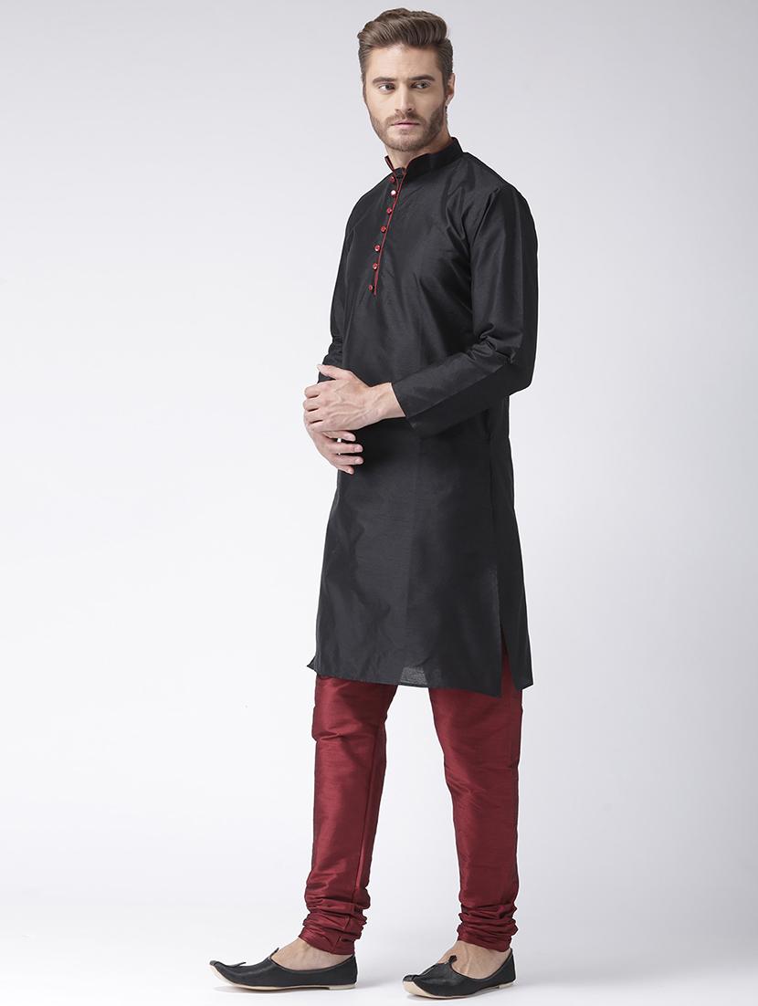 black solid kurta pyjama set - 17357005 - Standard Image - 1