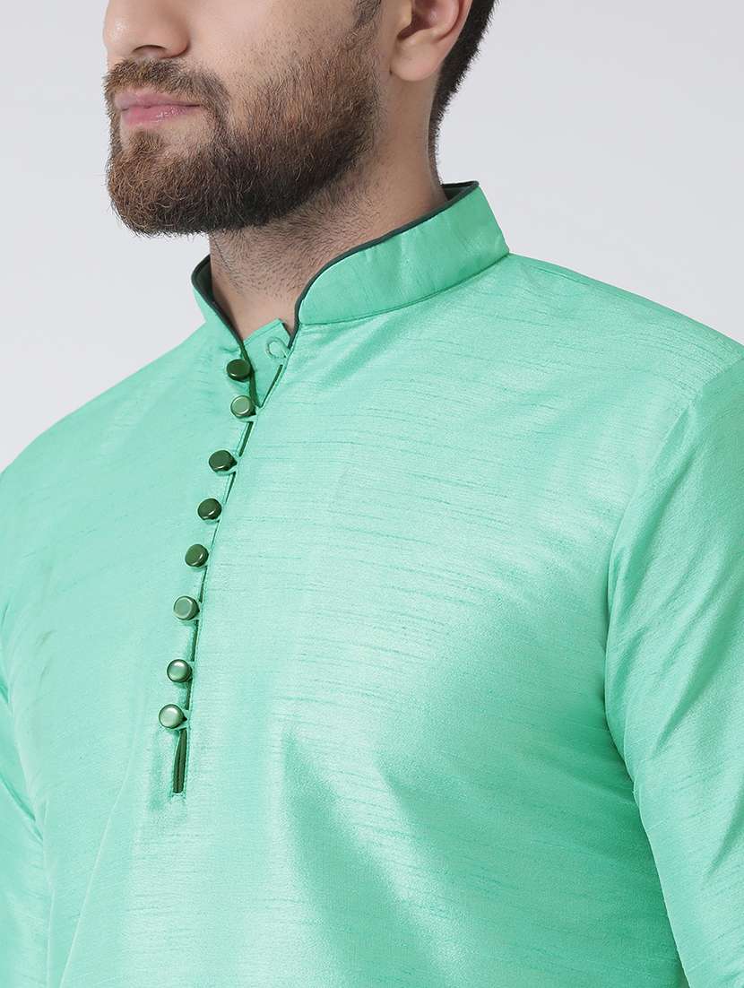 sea green solid kurta pyjama - 17357061 - Standard Image - 4