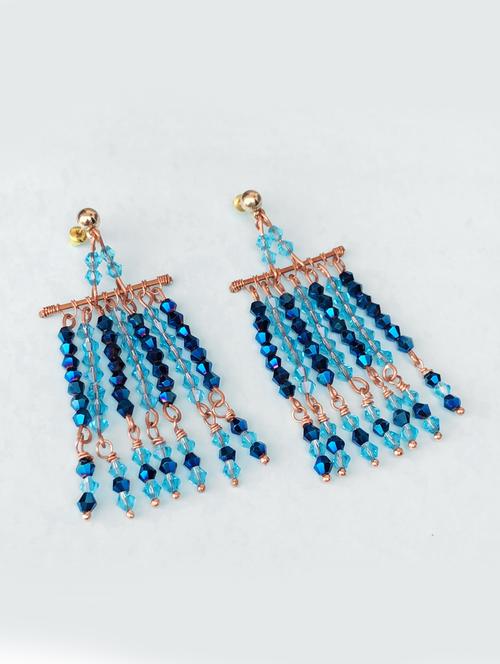 blue crystal chandellier earring - 17358097 - Standard Image - 0