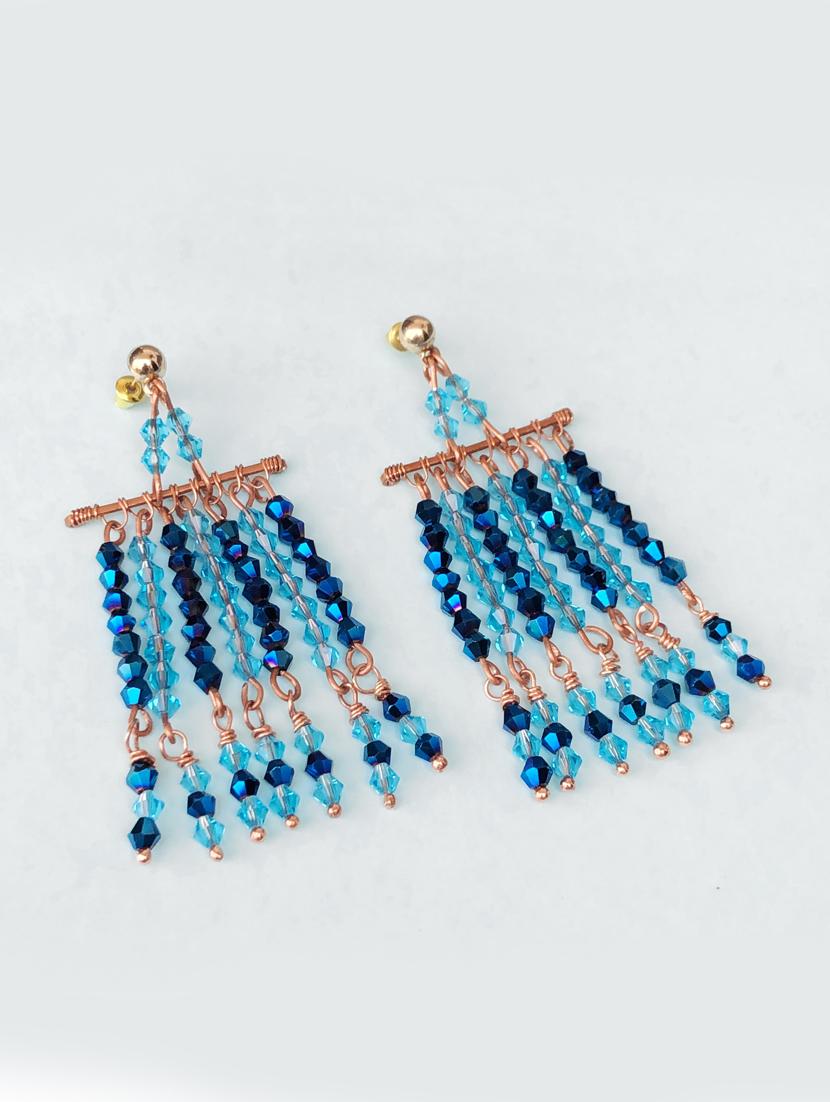 blue crystal chandellier earring - 17358097 - Zoom Image - 0