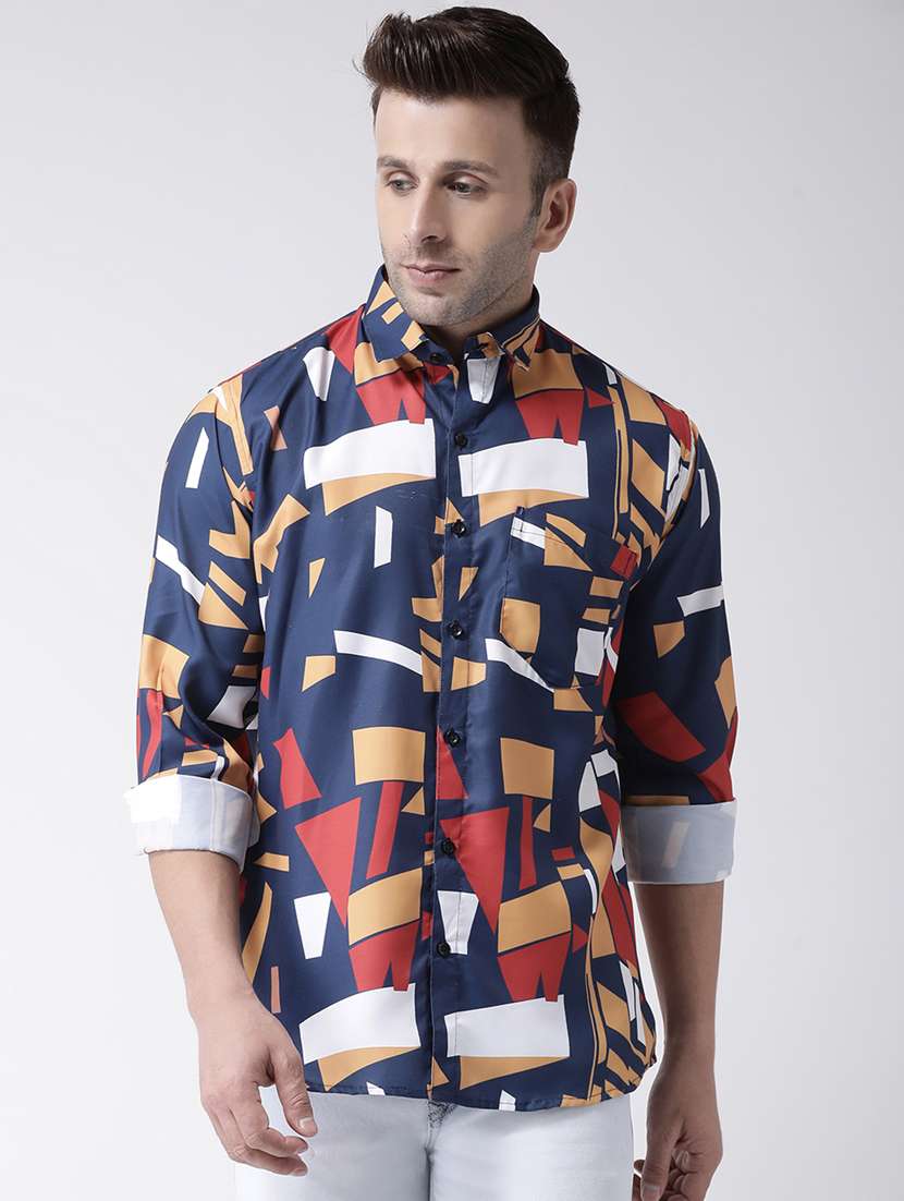 mens geometric casual shirt