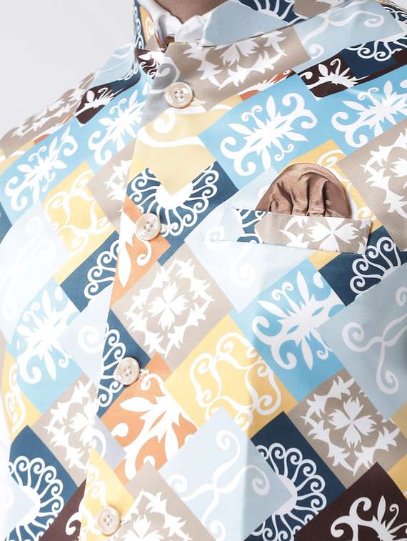white printed nehru jacket - 17358300 - Standard Image - 4