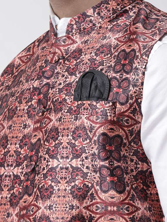 pink printed nehru jacket - 17358313 -  Standard Image - 4