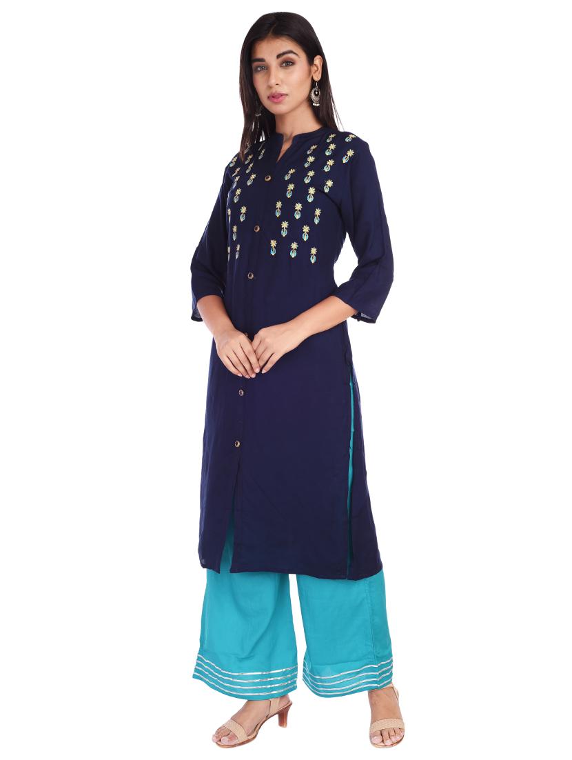 embroidered straight kurta - 17359277 -  Standard Image - 1