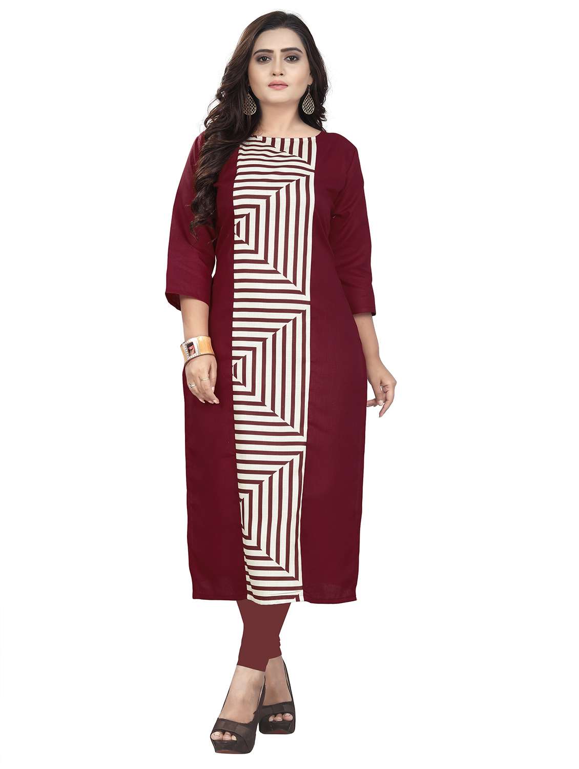 geometric print straight kurta