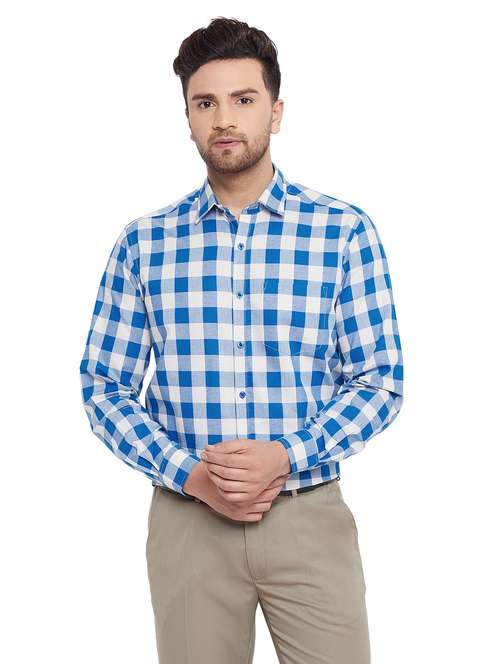 mens checks formal shirt - 17361873 - Standard Image - 0