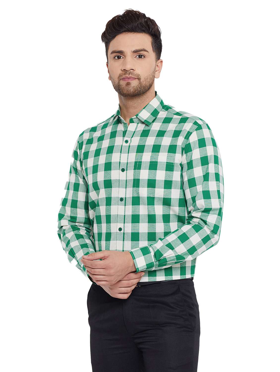 mens checks formal shirt - 17361874 - Standard Image - 1