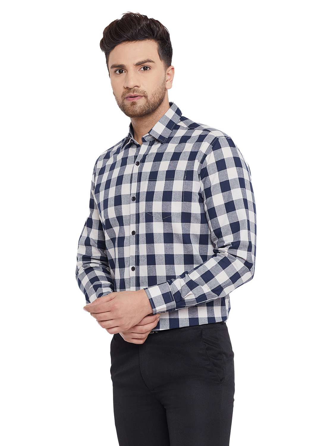 mens checks formal shirt - 17361875 - Standard Image - 1