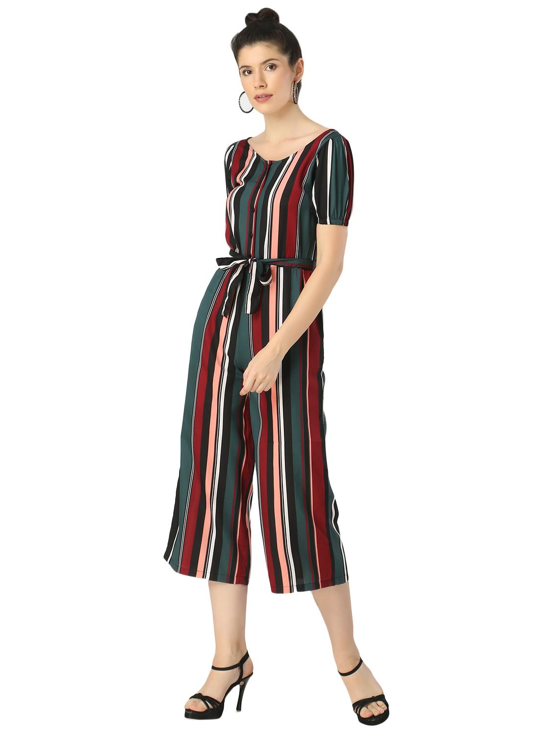 tie front striped jumpsuit  - 17363385 -  Standard Image - 1