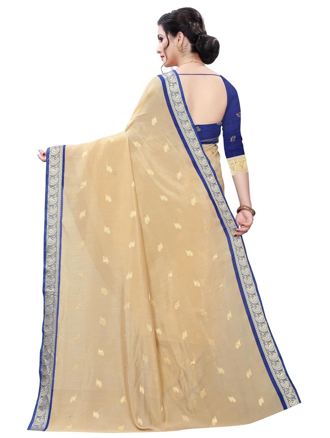 bordered woven saree with blouse - 17363495 -  Standard Image - 1