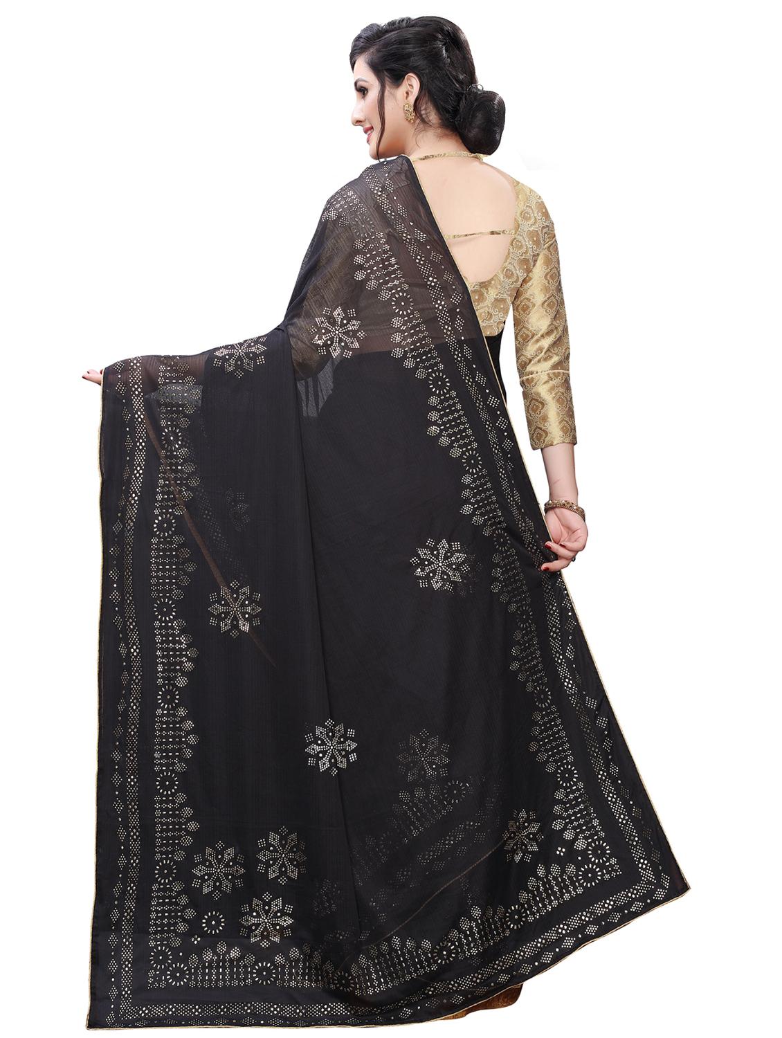 embellished plain saree with blouse - 17363509 -  Standard Image - 1